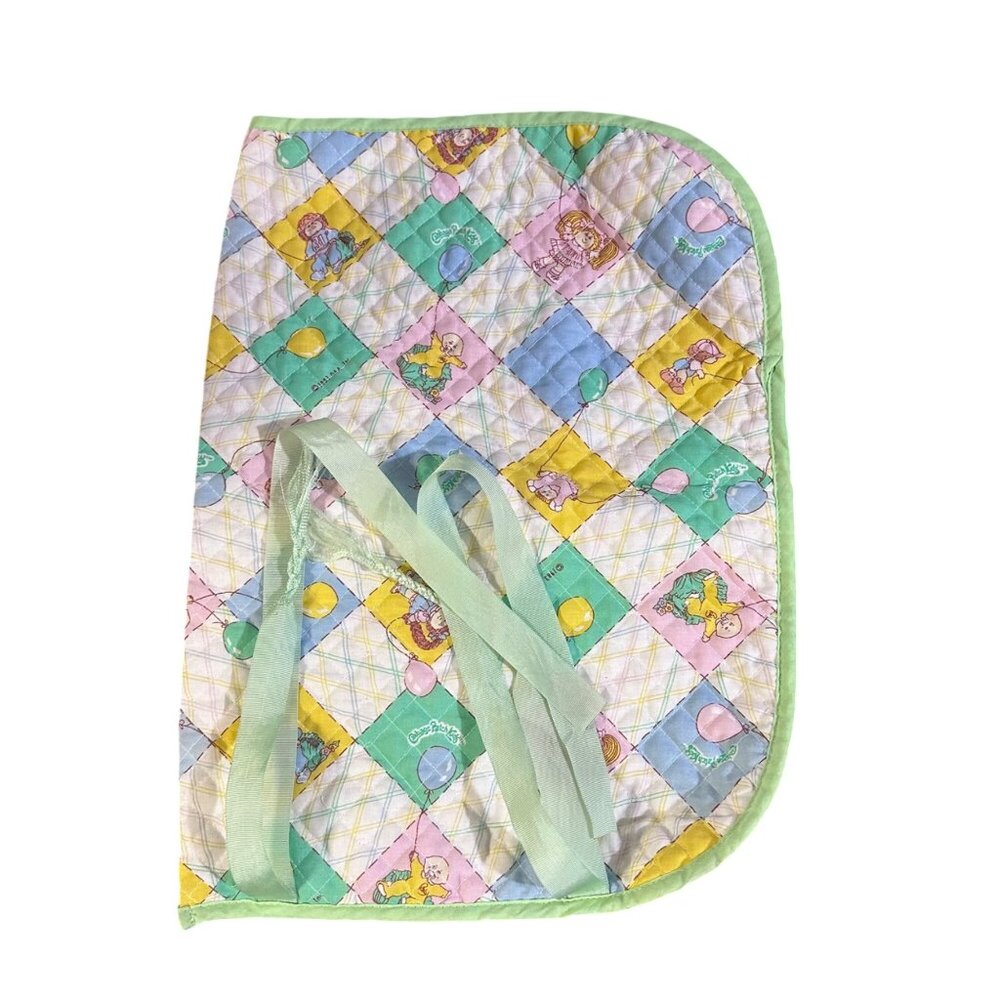 Vintage 1983 Cabbage Patch Kids Quilted Doll Sleeping Bag With Pastel Pattern &